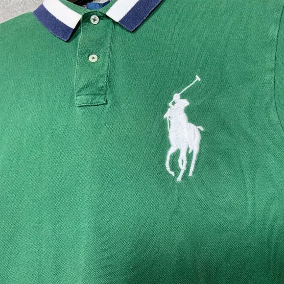 Polo Ralph Lauren Shirt Men XL Big Pony Rugby Retro Logo Button Design Green Str - Picture 7 of 8